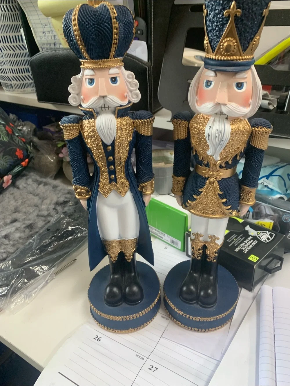 Classic Navy & Gold Nutcracker Figurine - Decorative Home Accent